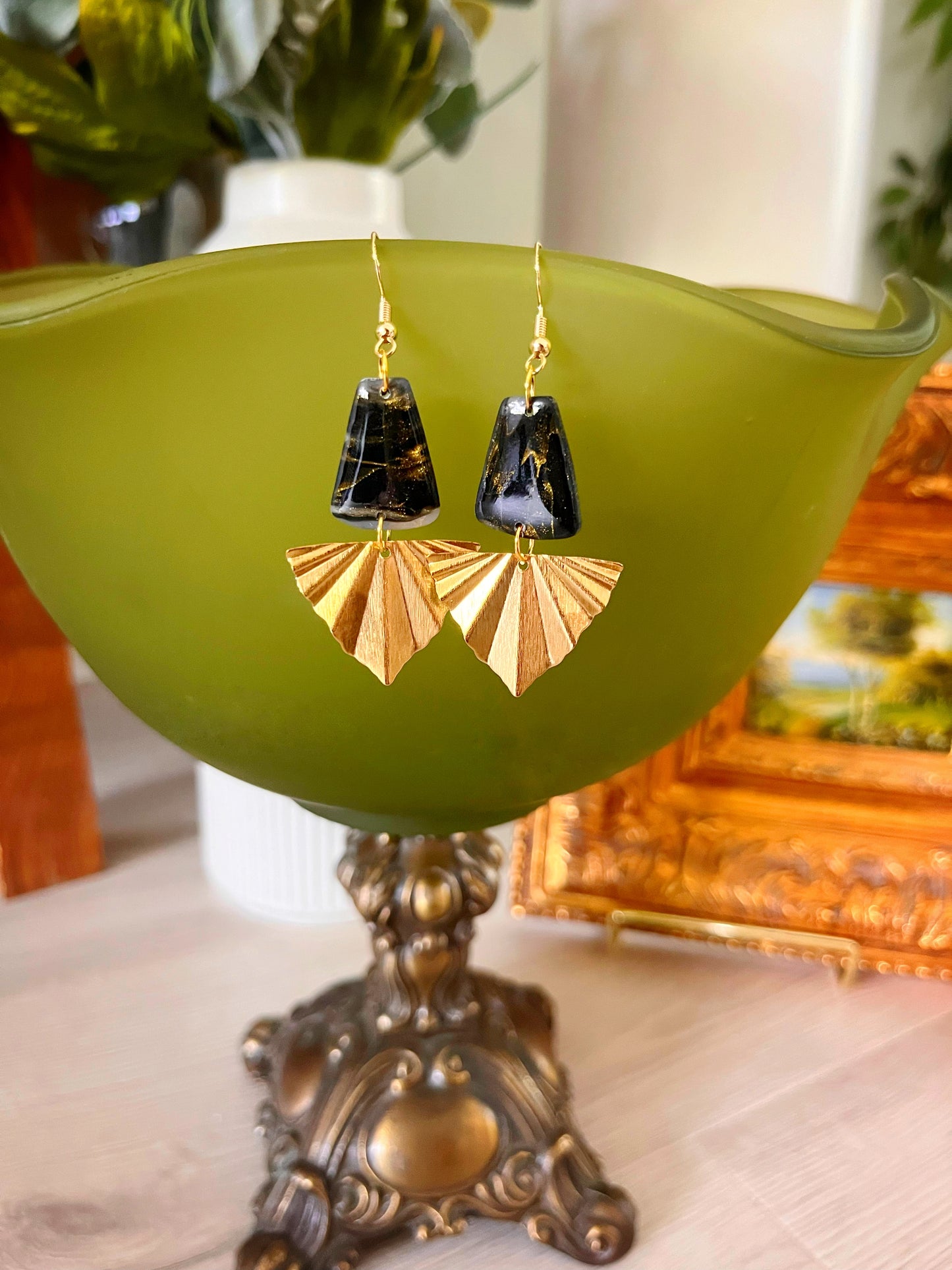 Black and Gold Foil Dangles