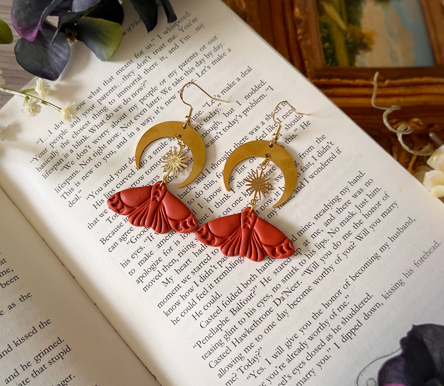 Terra Cotta Moth Dangles