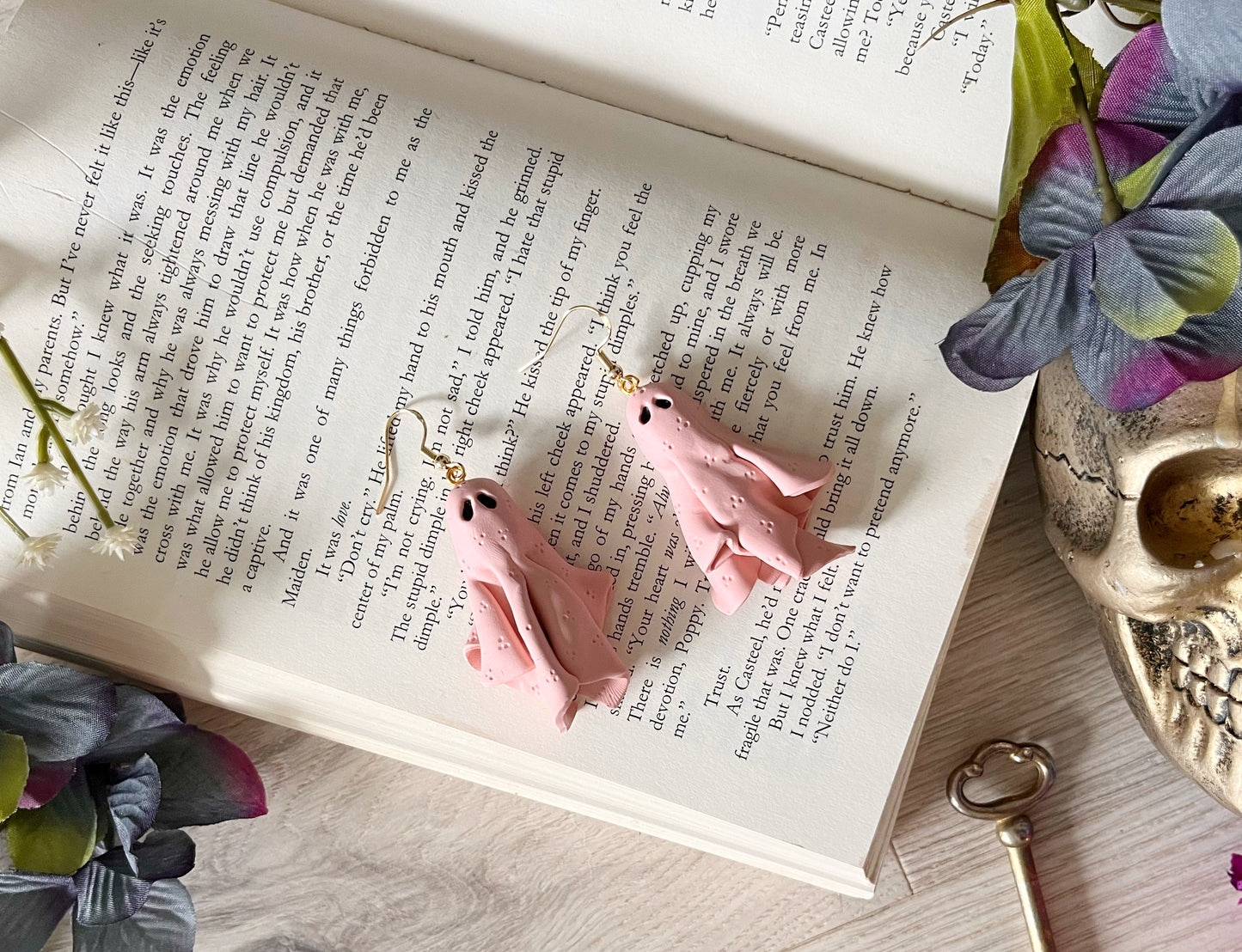Polymer Clay Quilt Ghost Dangles