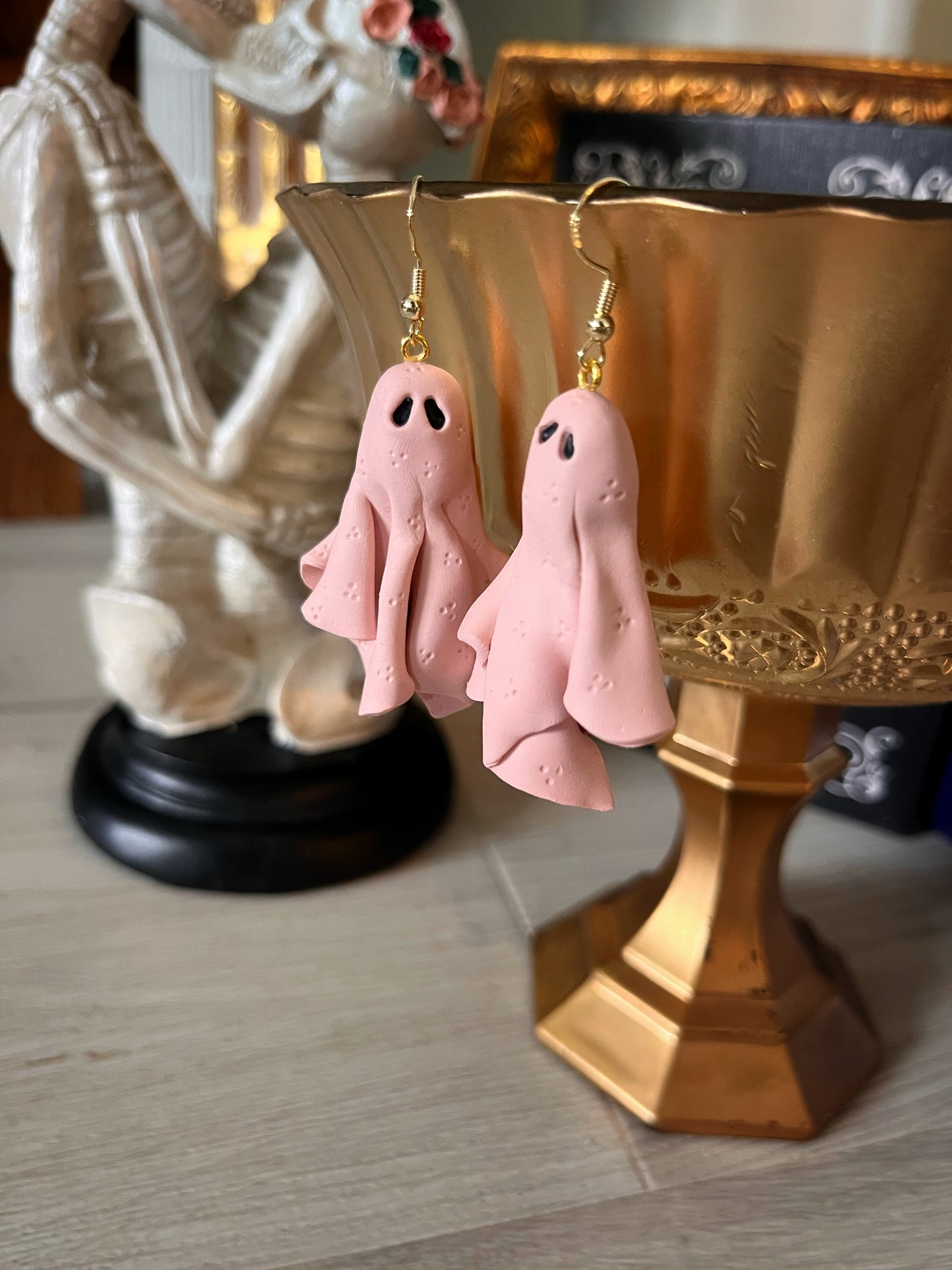 Polymer Clay Quilt Ghost Dangles