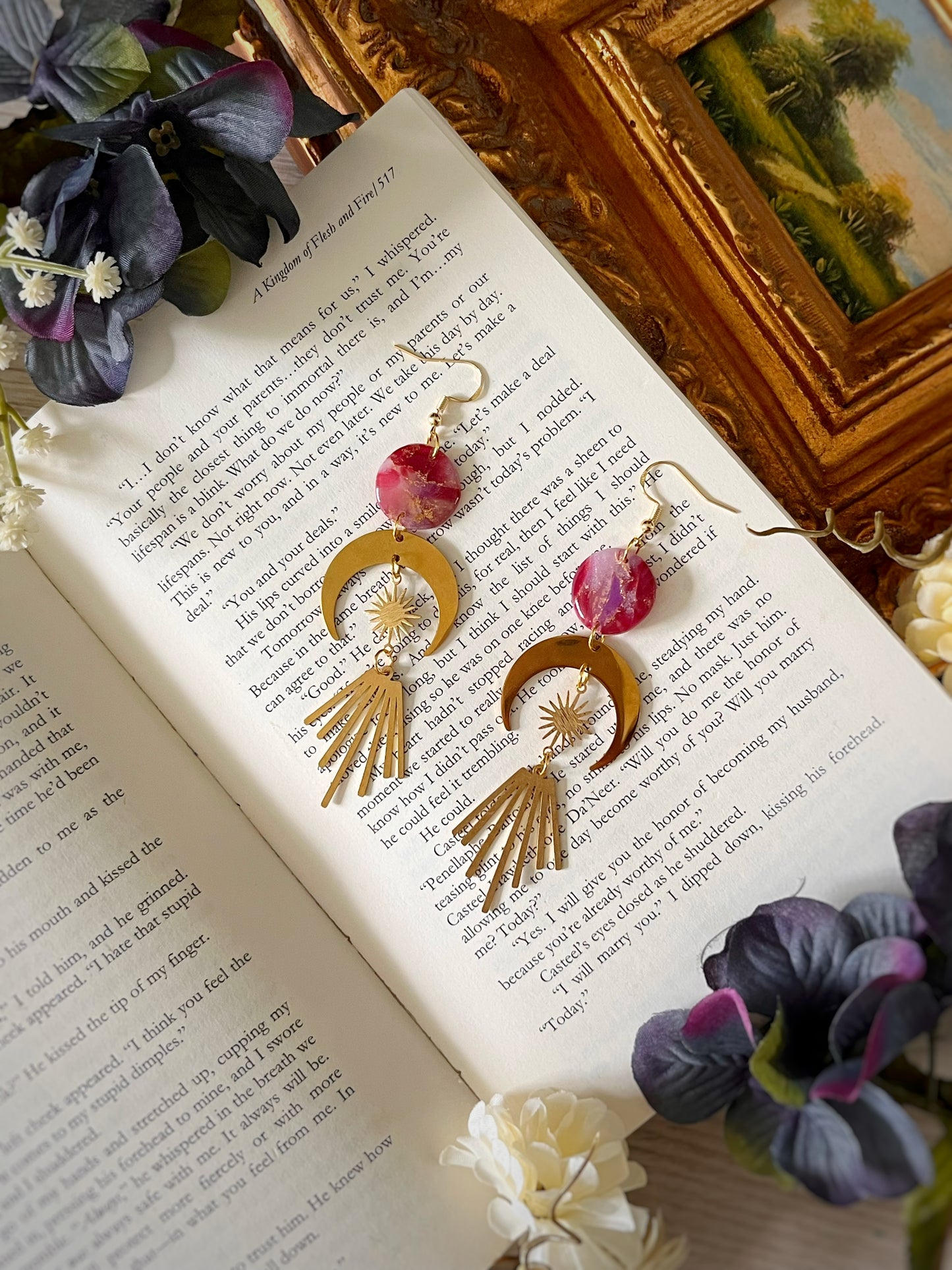 Polymer Clay Moon and Star Dangles