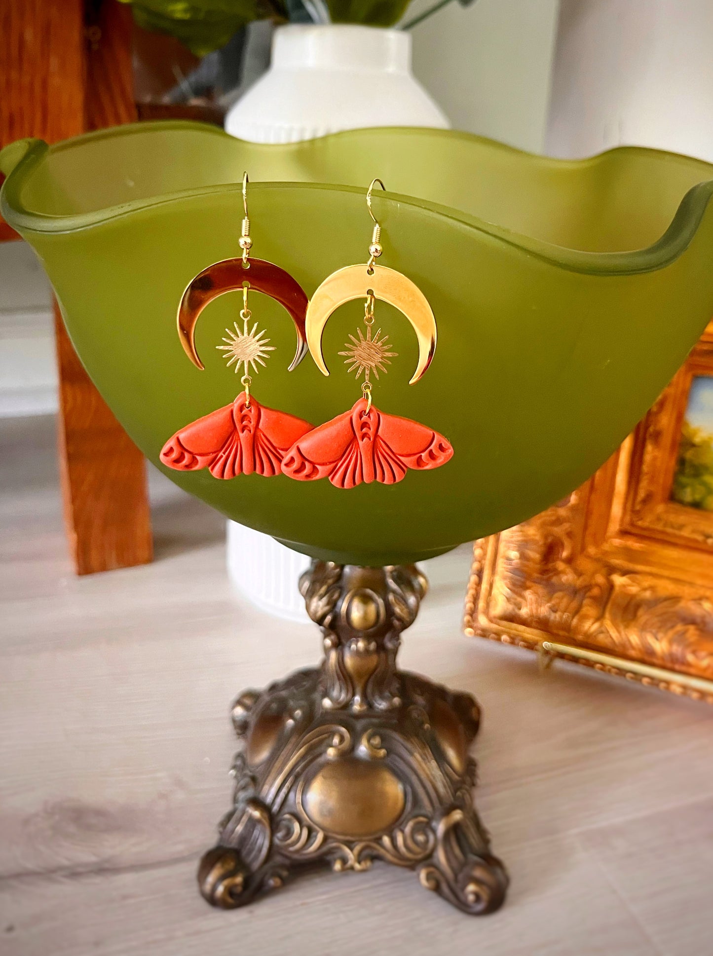 Terra Cotta Moth Dangles