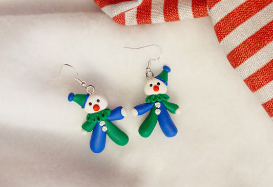 Handmade Polymer Clay Clown Earrings
