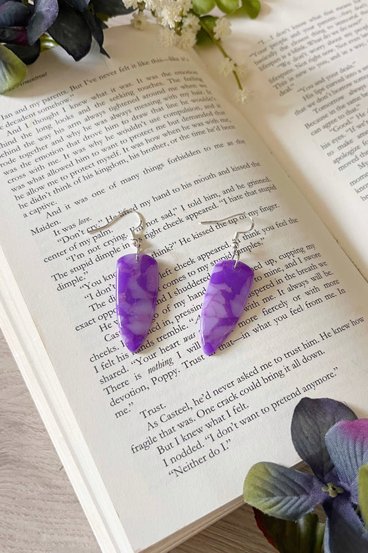 Translucent Purple Dagger Cut Dangles