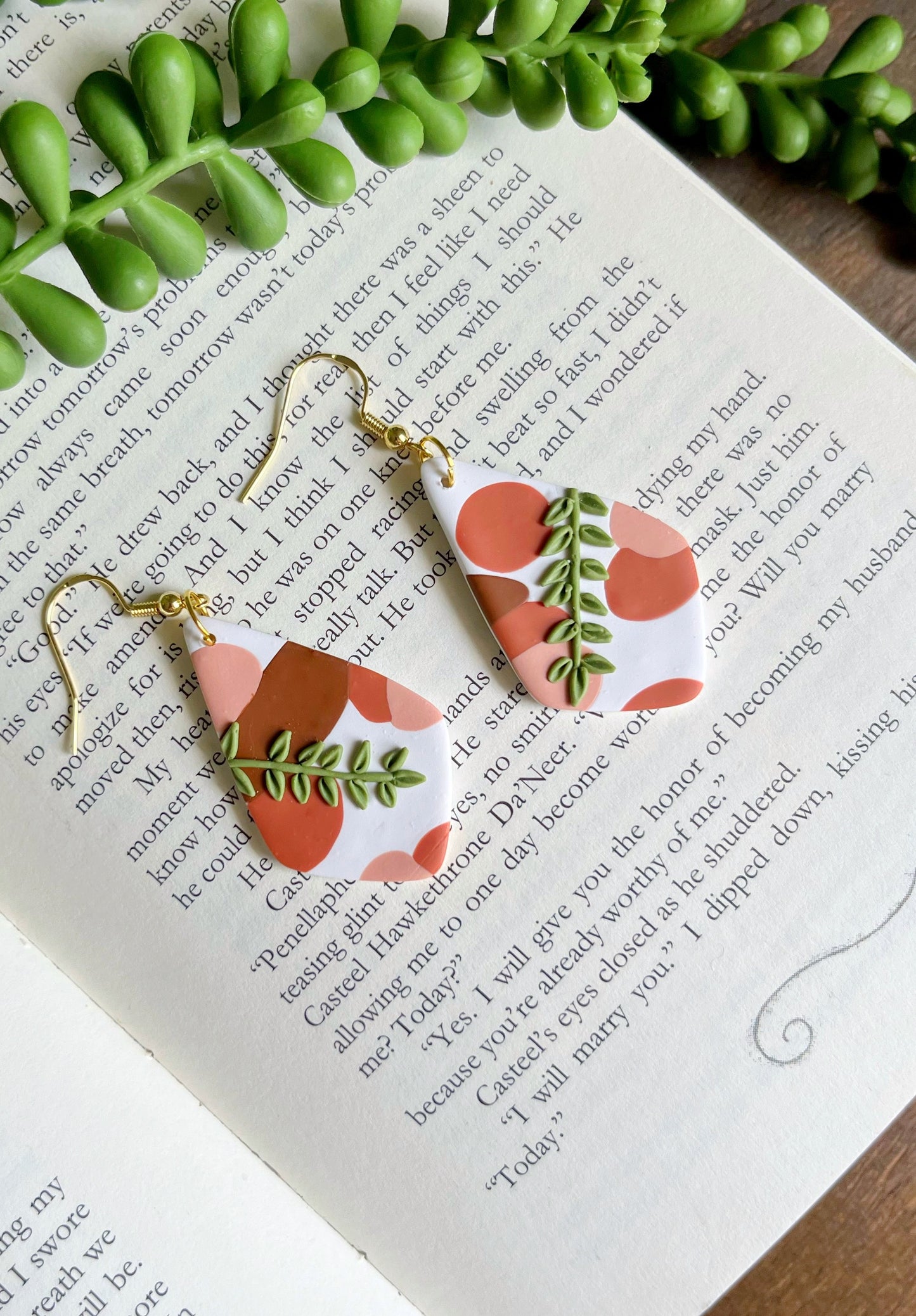 Hand Sculpted Polymer Clay Botanical Earrings