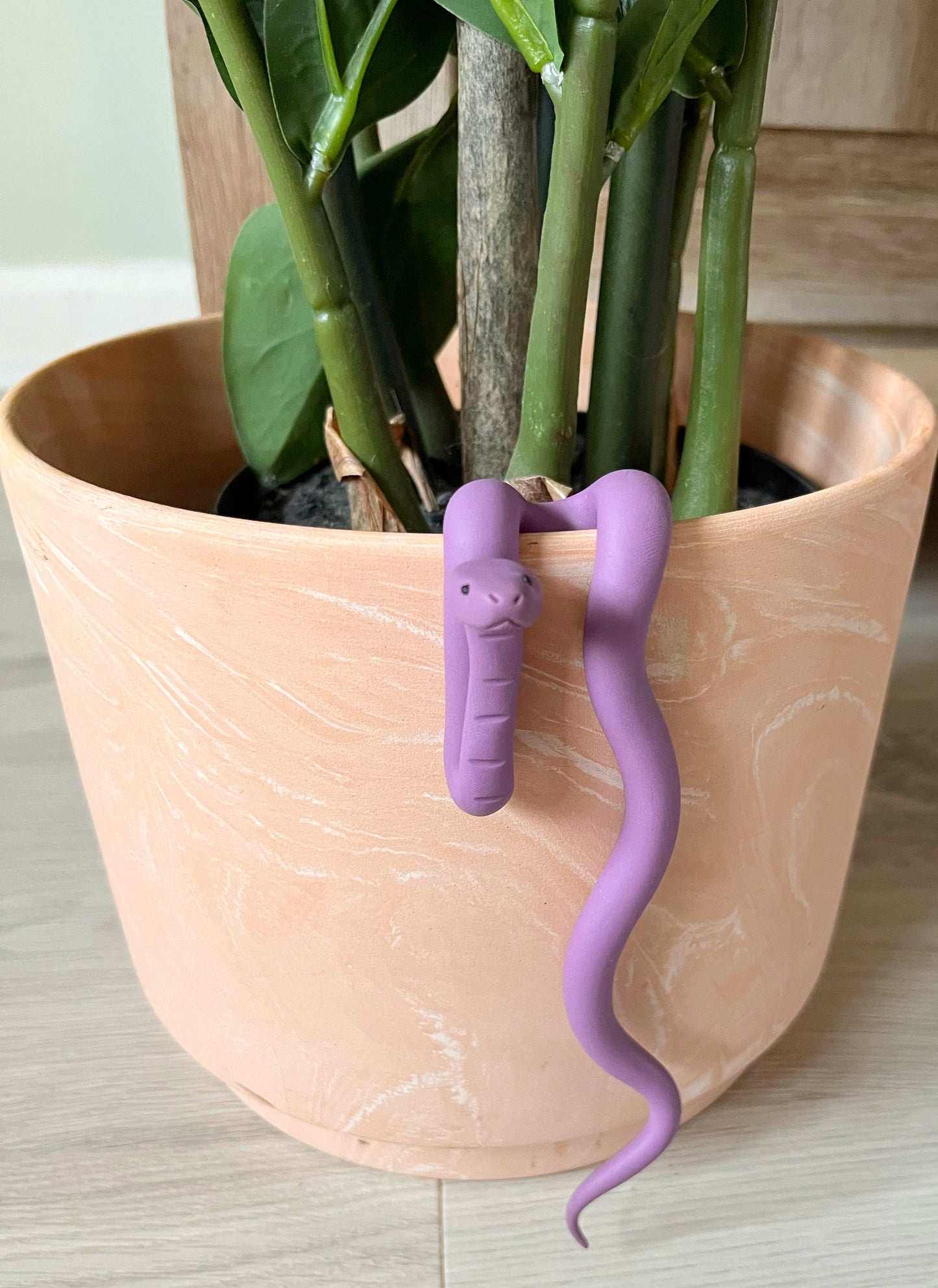 Hand Sculpted Polymer Clay Purple Snake Plant Pal