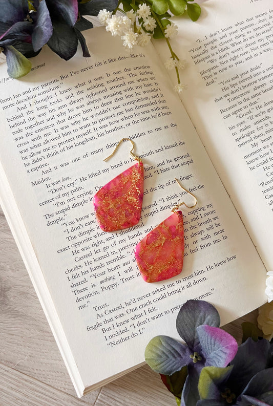 Pink and Gold Diamond Cut Dangles