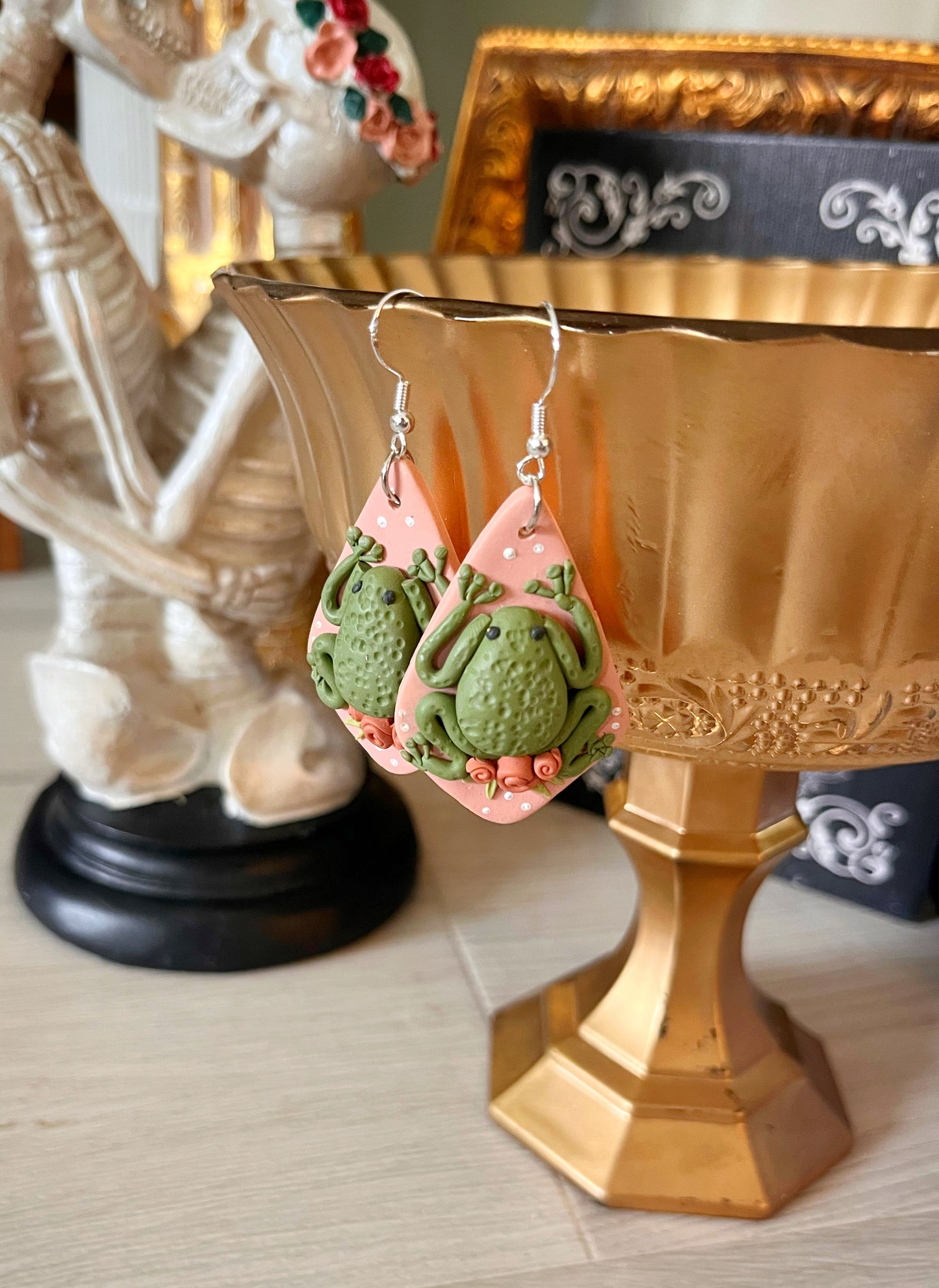 Hand Sculpted Frog Dangles