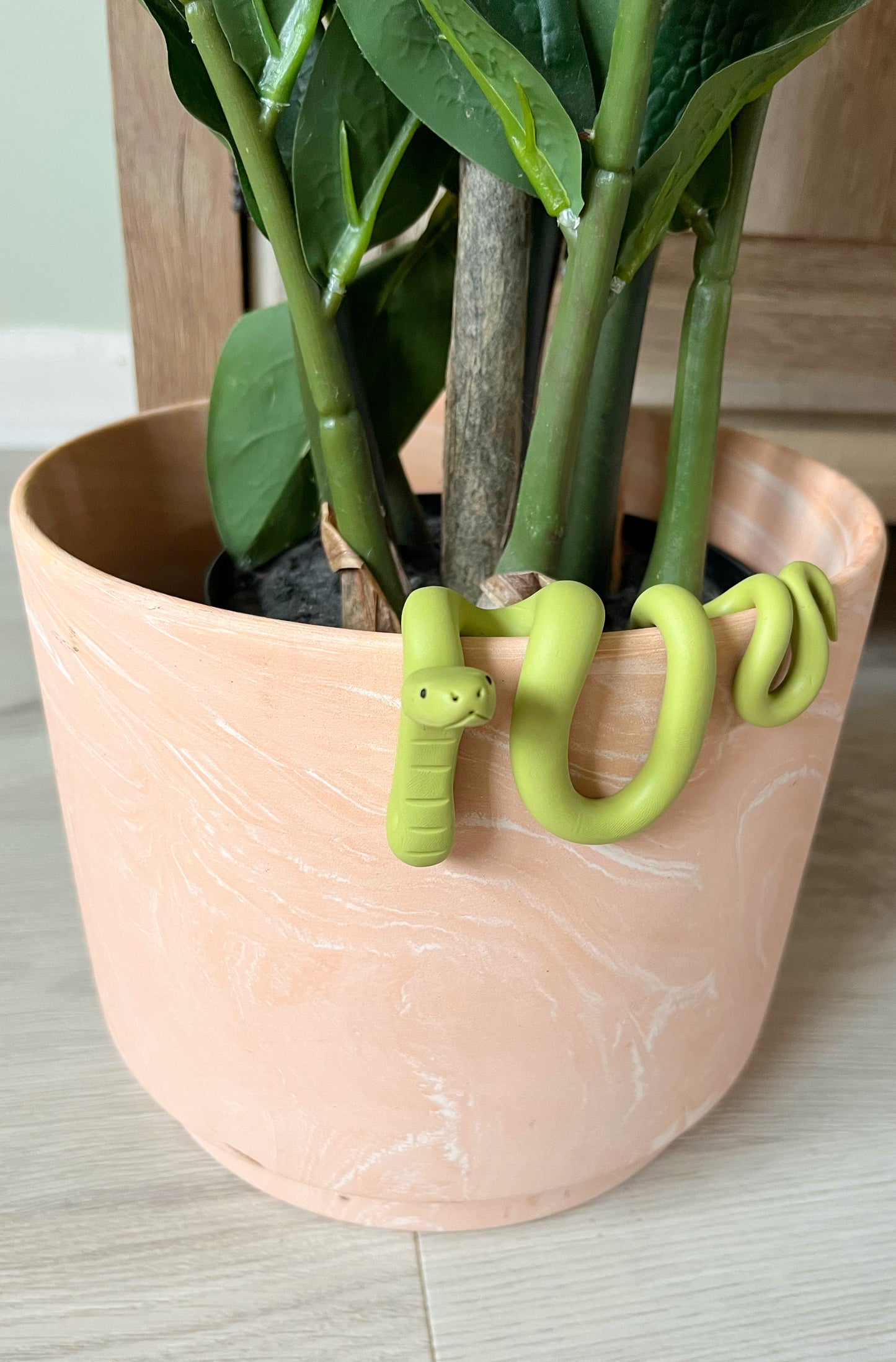 Hand Sculpted Polymer Clay Green Snake Plant Pal