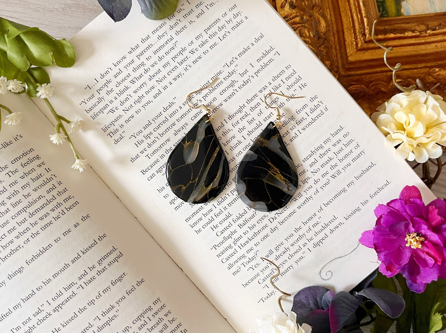 Polymer Clay Translucent Black Dangles