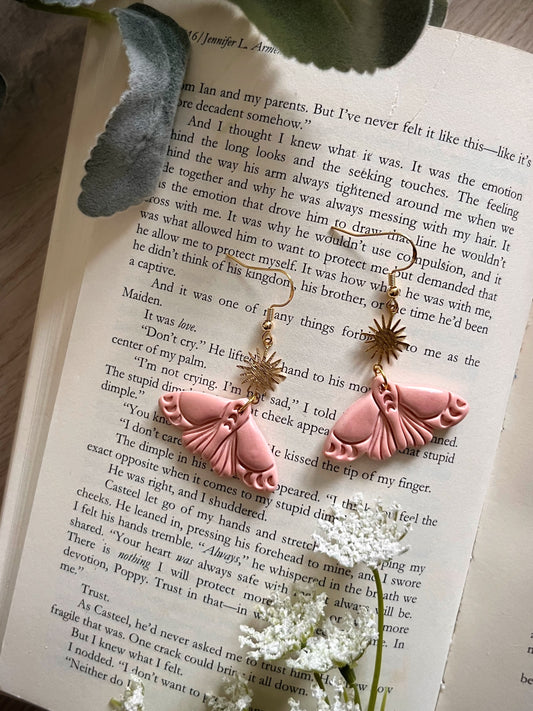 Polymer Clay Blush Moth Dangles