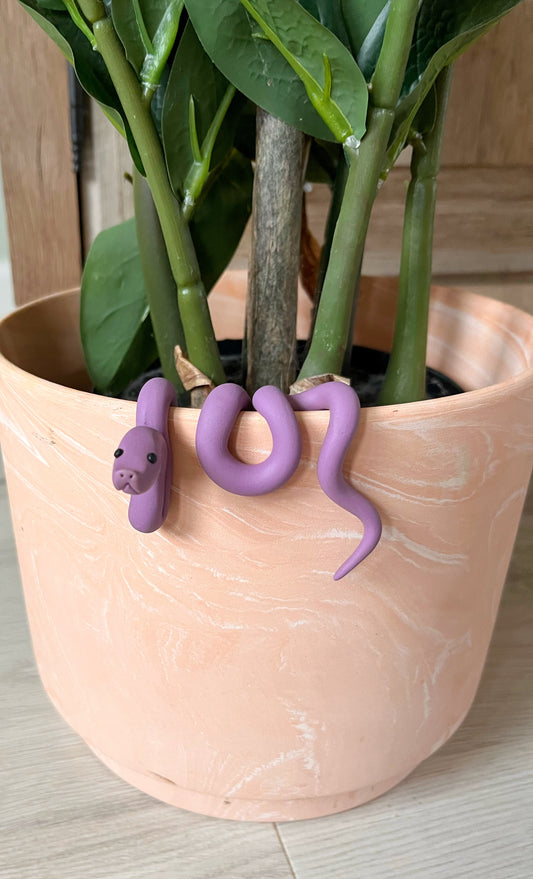 Hand Sculpted Polymer Clay Plant Pal Purple Hognose Snake