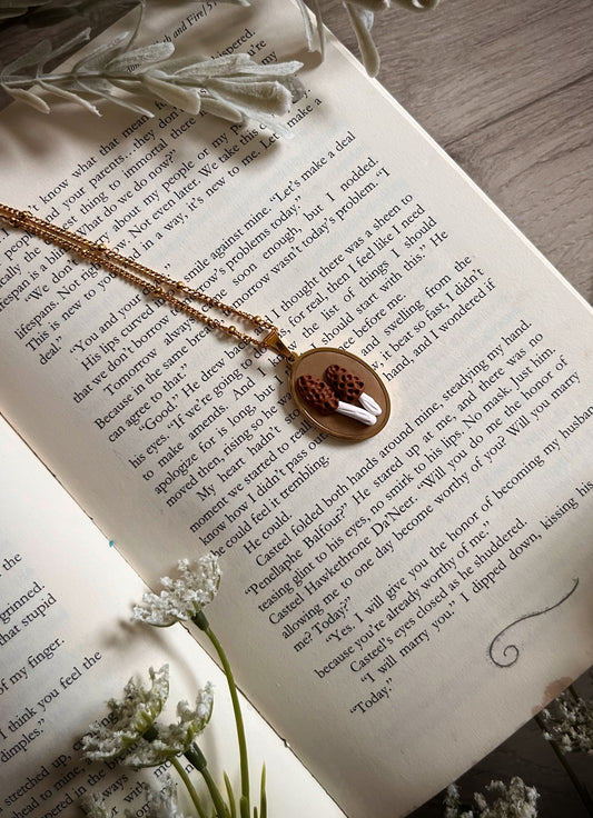 Polymer Clay Morel Mushroom Necklace