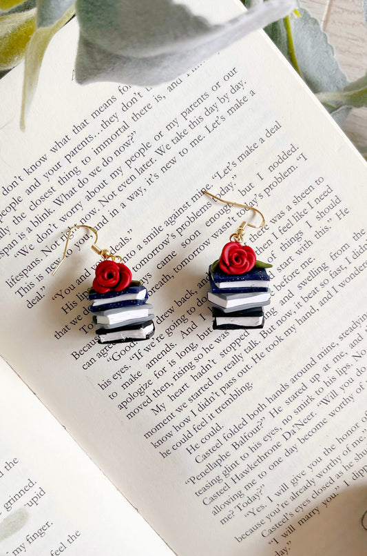 Hand Sculpted Polymer Clay Book Stack Dangles