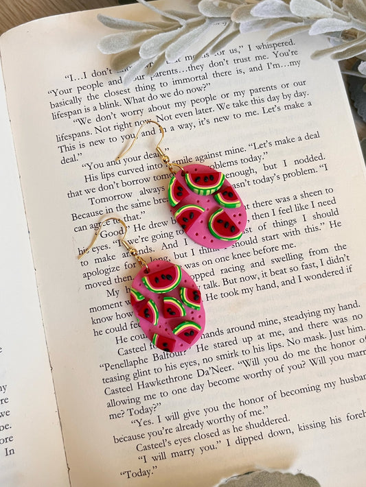 Polymer Clay Sculpted Watermelon Dangles