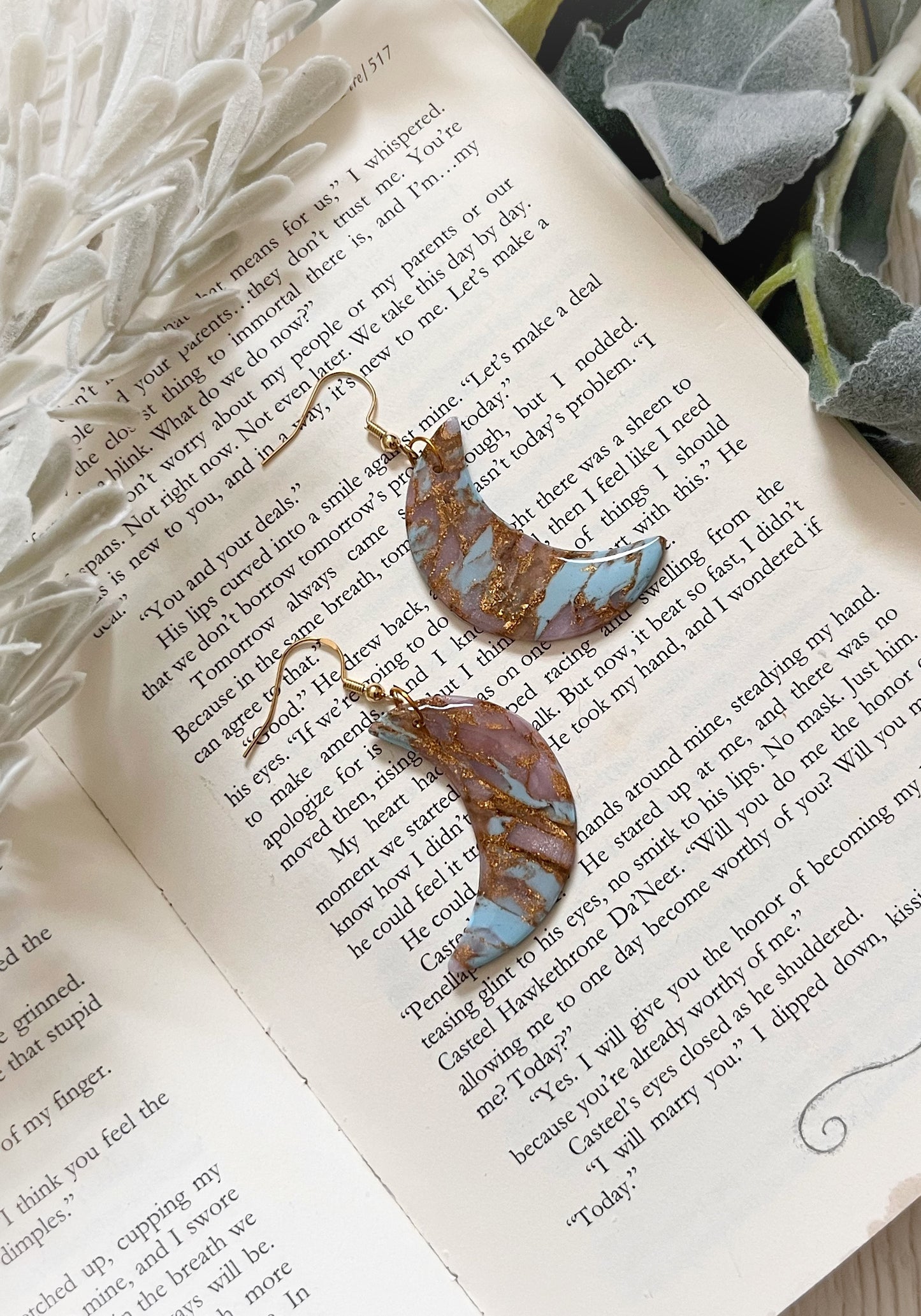 Polymer Clay Moon Earrings