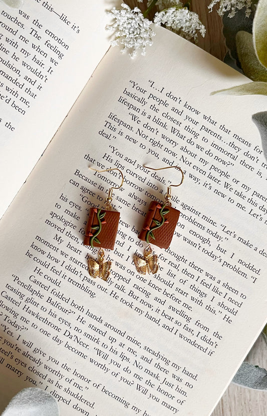 Hand Sculpted Polymer Clay Book Dangles