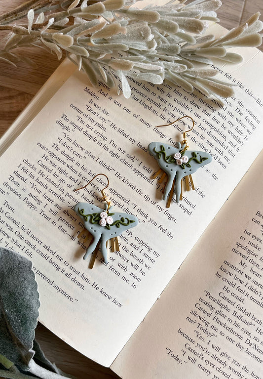 Polymer Clay Sculpted Luna Moth Dangles