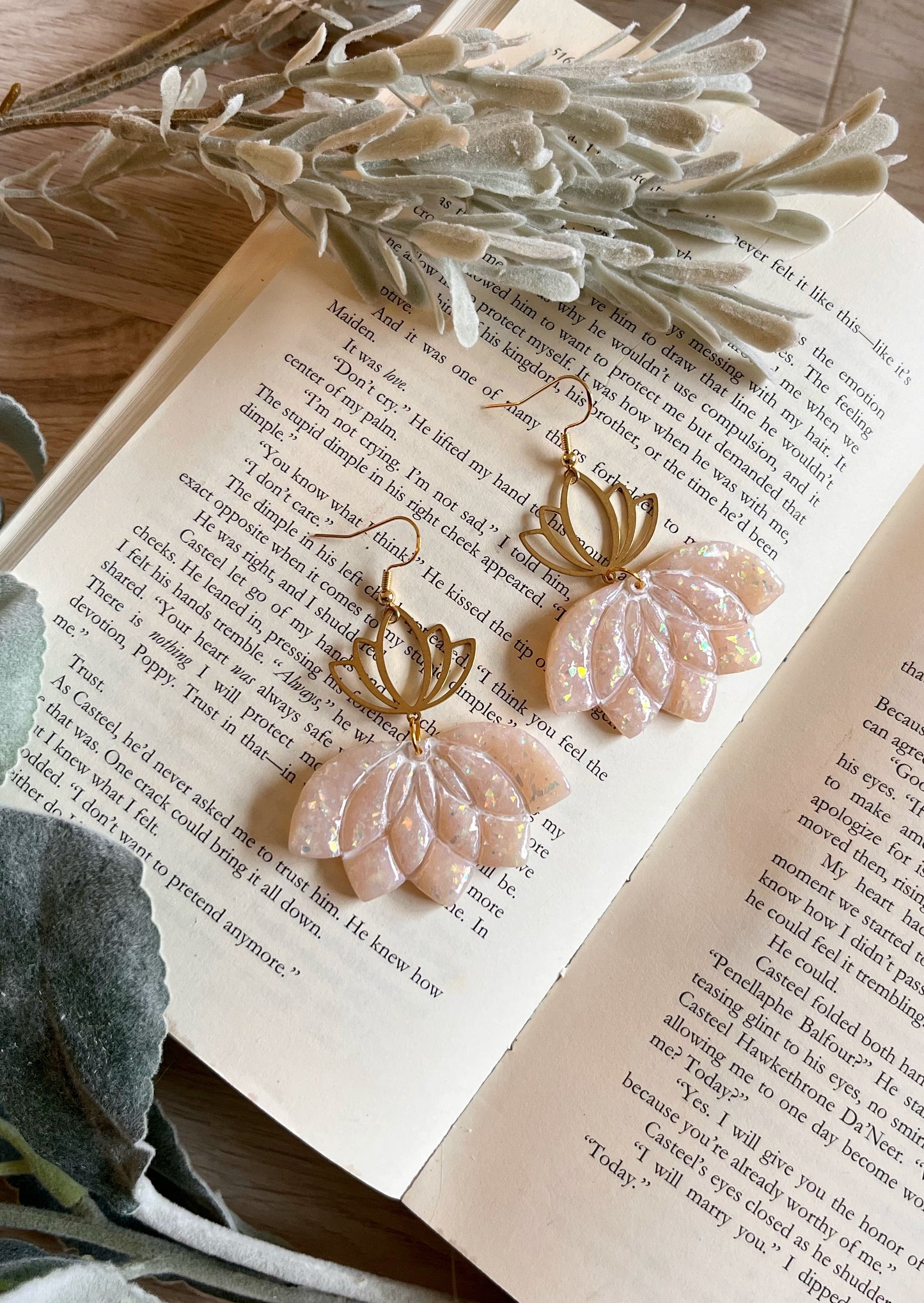 Polymer Clay Opal Inspired Lotus Dangles