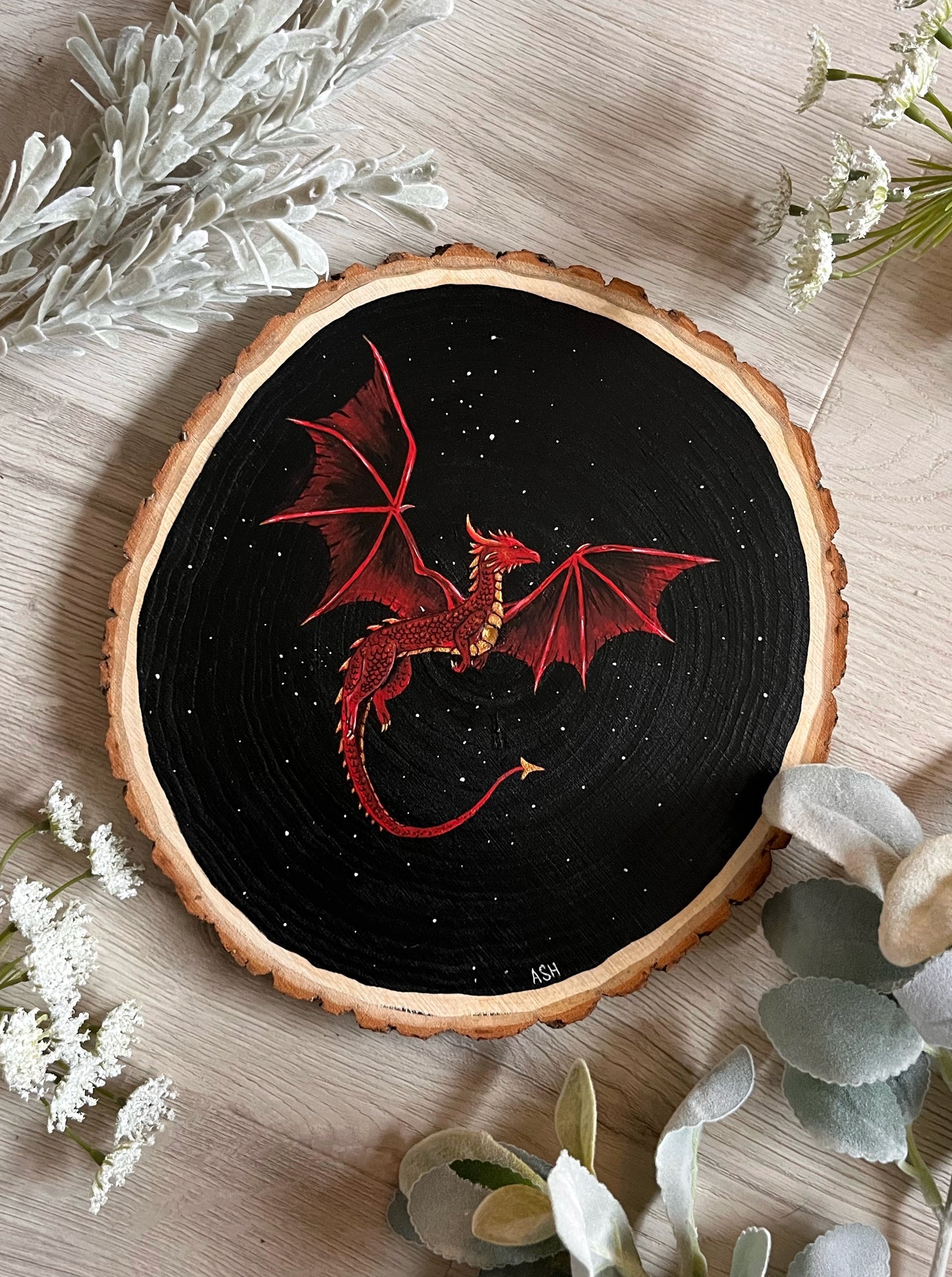 Dragon Wood Slice Painting