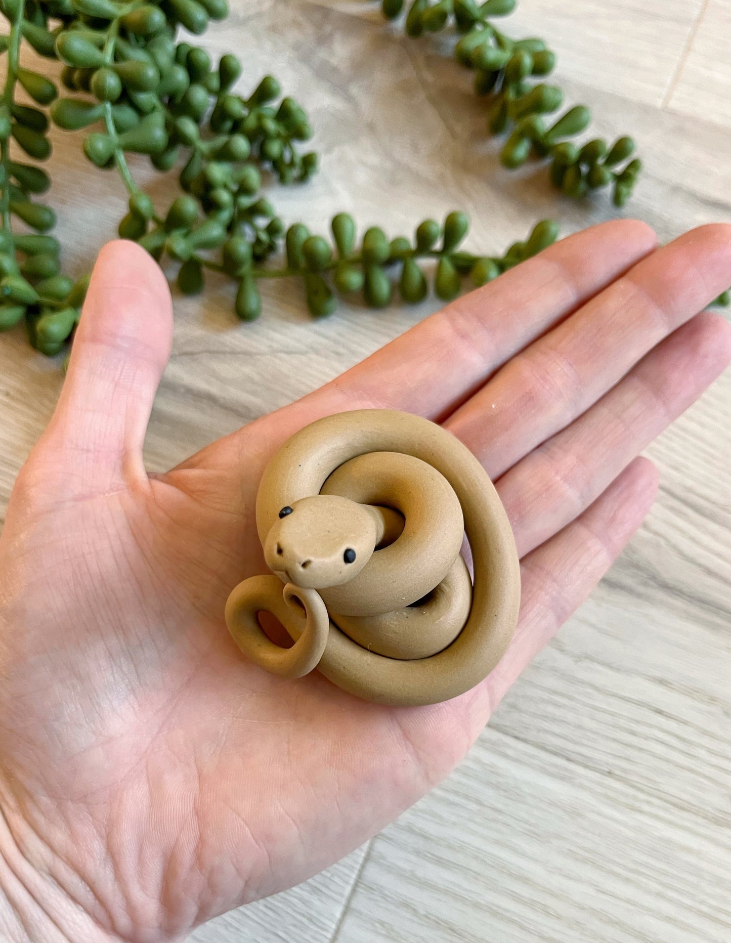 Hand Sculpted Khaki Palm Snake