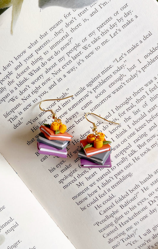 Hand Sculpted Polymer Clay Book Stack Dangles