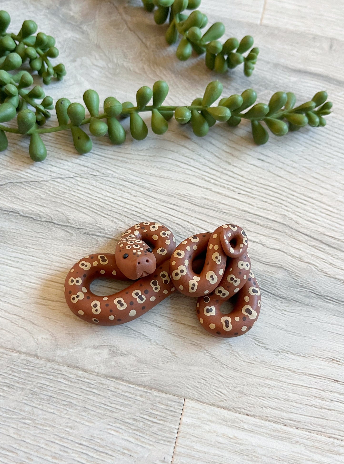 Hand Sculpted and Painted Brown Palm Snake