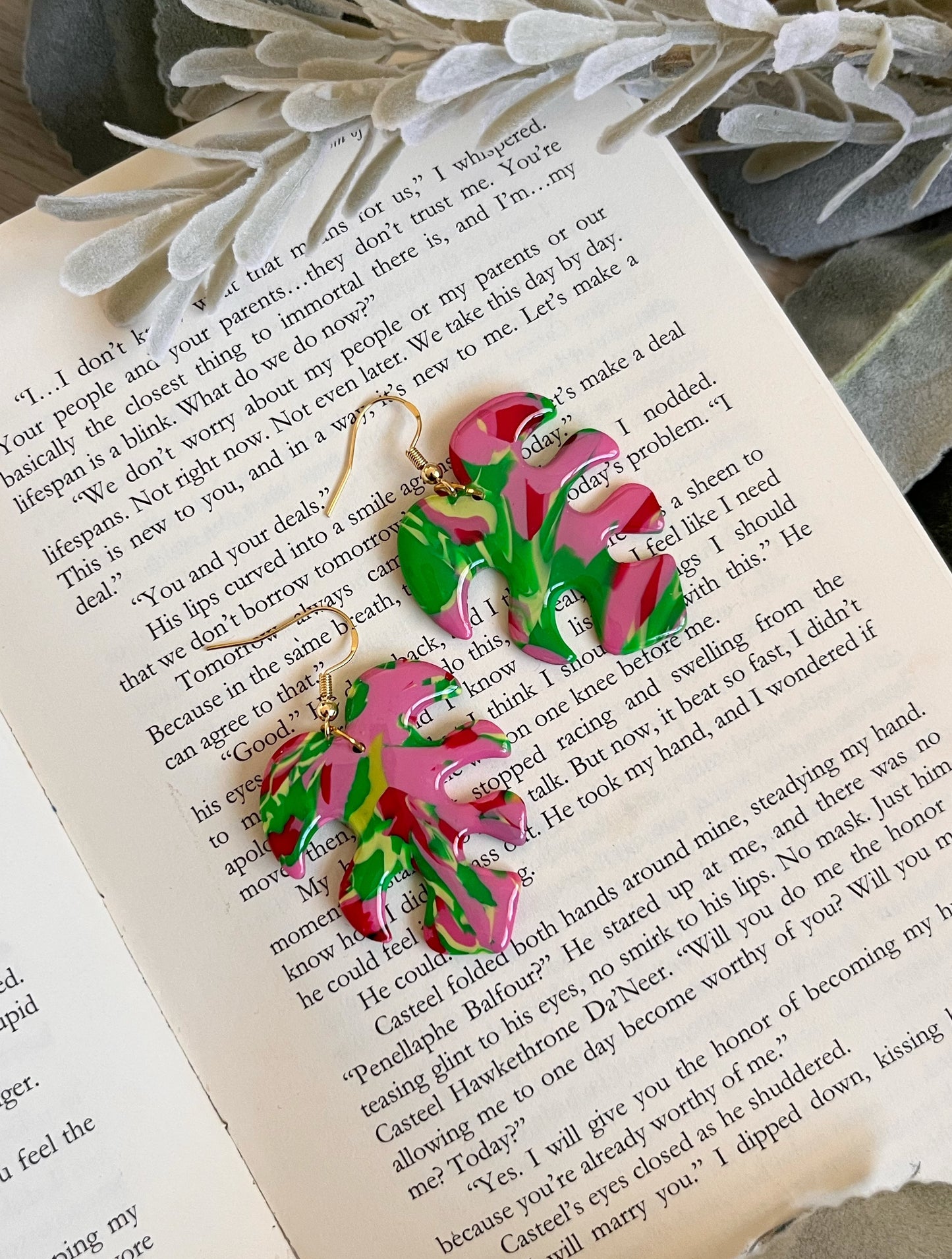 Polymer Clay Monstera Earrings